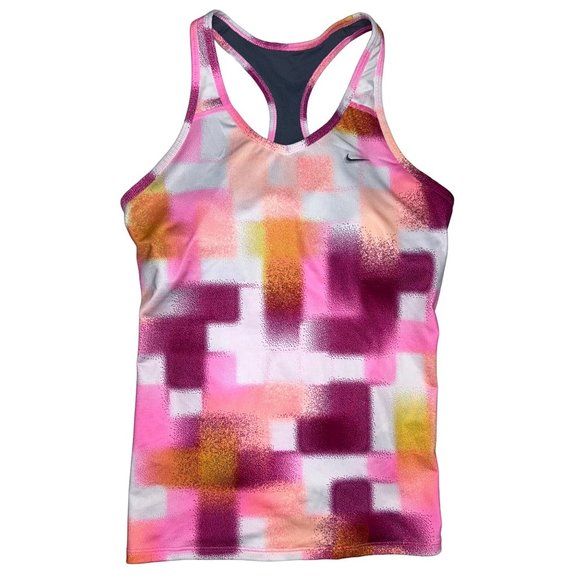 Nike Other - NIKE Tankini Top Medium built in padded bra T back strap mesh back with pockets